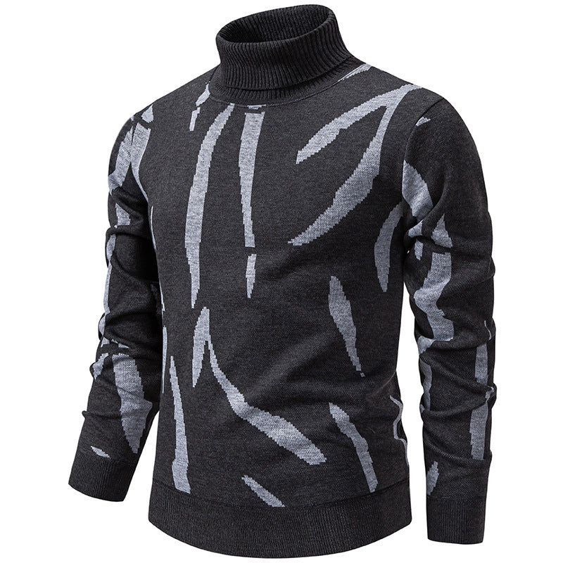 Herren modischer Pullover mit Stehkragen und einzigartigem Muster EB