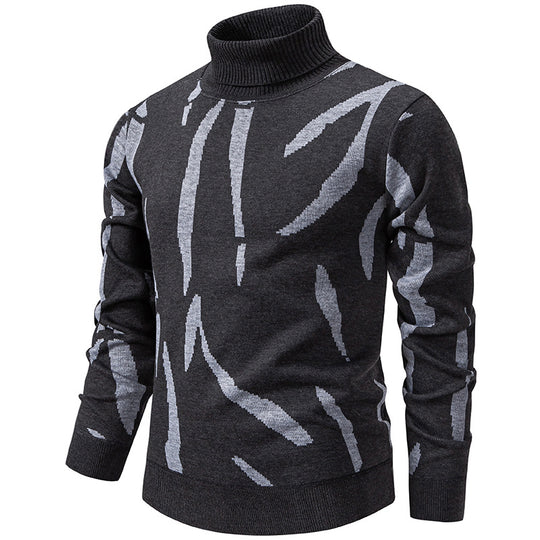Herren modischer Pullover mit Stehkragen und einzigartigem Muster EB