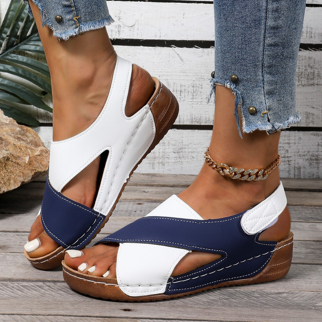 Damen Bequeme orthopädische Sandalen mit verstellbarem Fersenriemen EB