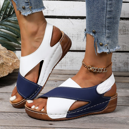 Damen Bequeme orthopädische Sandalen mit verstellbarem Fersenriemen EB