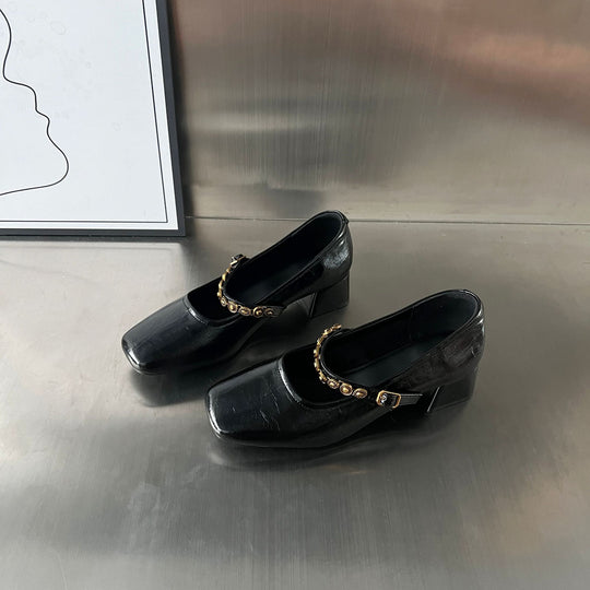 Damen Elegante Plateauschuhe mit dekorativen Schnallen und stabiler Blockabsatz EB