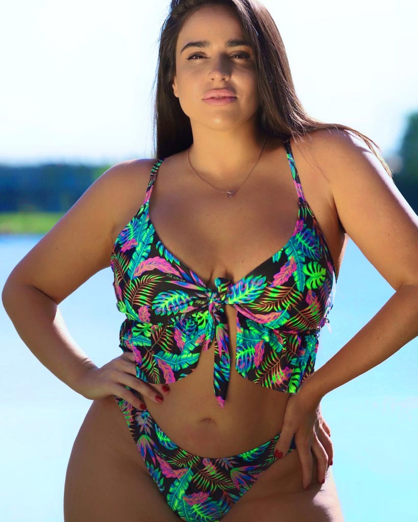 Damen Crop-Bikini-Oberteil mit dekorativem Knoten EB