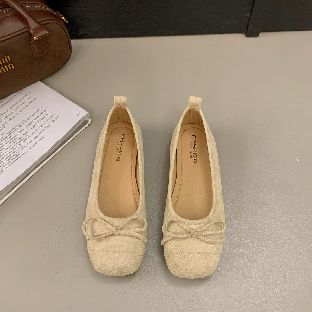Damen Ballerinas mit zierlicher Schleifenverzierung und bequemer Ledersohle EB