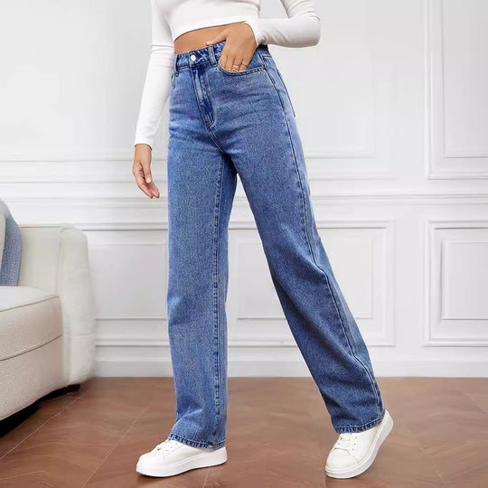 Damen Hoch geschnittene weite Jeans im Vintage-Stil EB