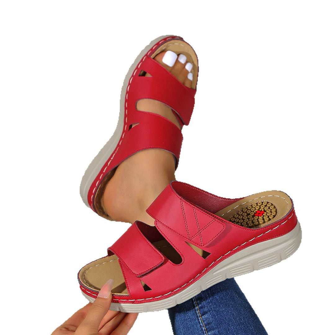 Damen modische Wedge-Sandalen mit geschlossenen Riemen und atmungsaktivem Fußbett EB