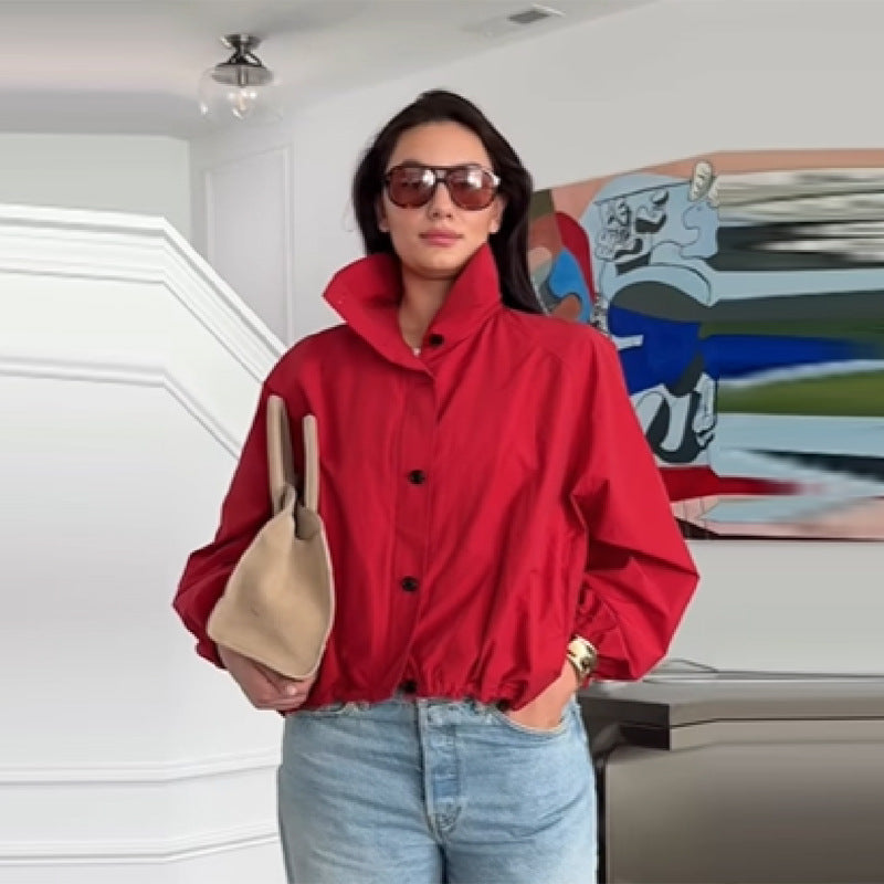Damen Sportliche Jacke mit elegantem Rüschensaum EB