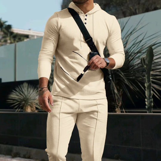 Herren Sportliches Langarmshirt mit Knopfleiste und praktischer Kapuze EB