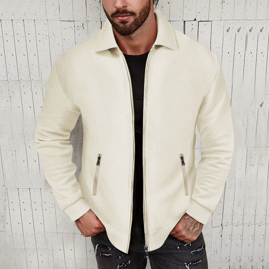 Herren modische Sweatjacke mit strukturierter Oberfläche und praktischen Reißverschlusstaschen EB