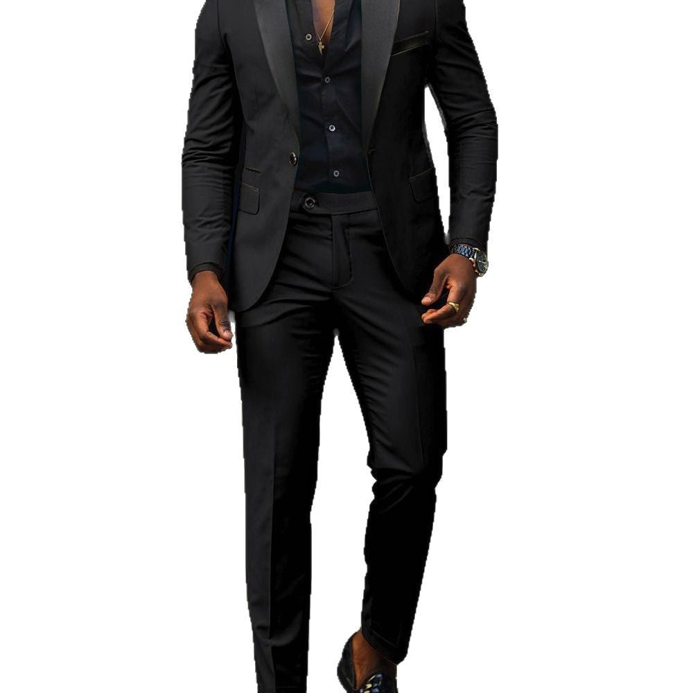 Herren nan schmal geschnittener Smokinganzug mit Satinrevers und Slim-Fit-Hose EB