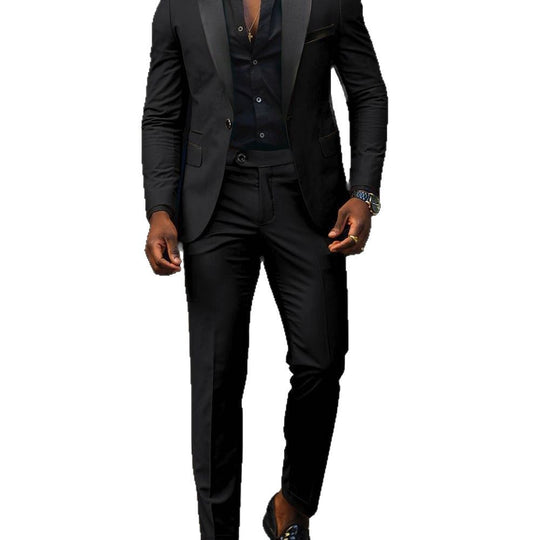 Herren nan schmal geschnittener Smokinganzug mit Satinrevers und Slim-Fit-Hose EB