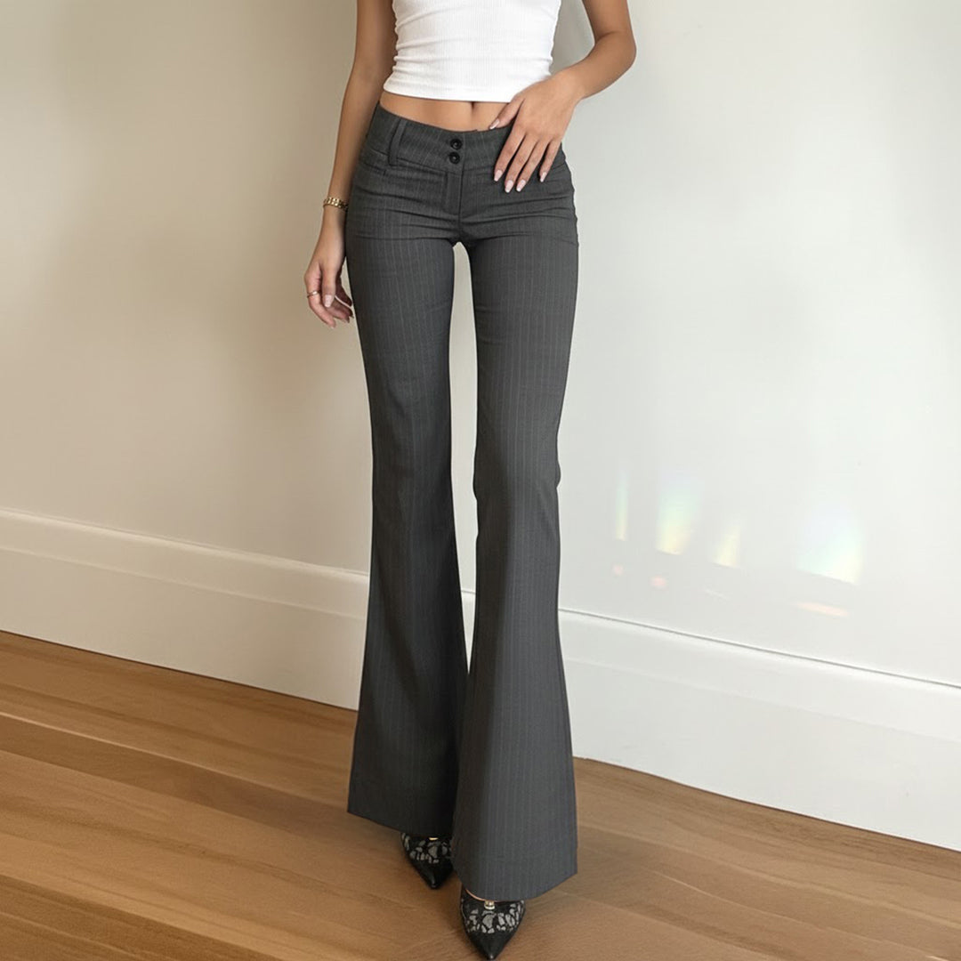Damen Flared Jeans mit modischem Streifenmuster und hohem Bund EB