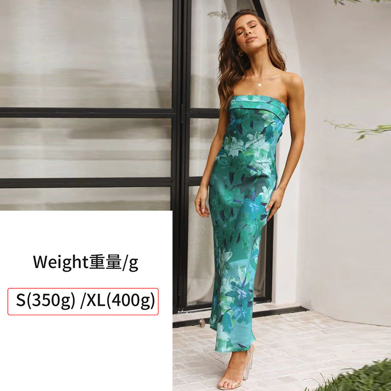 EB | Satin rückenfreies Röhrentop Kleid