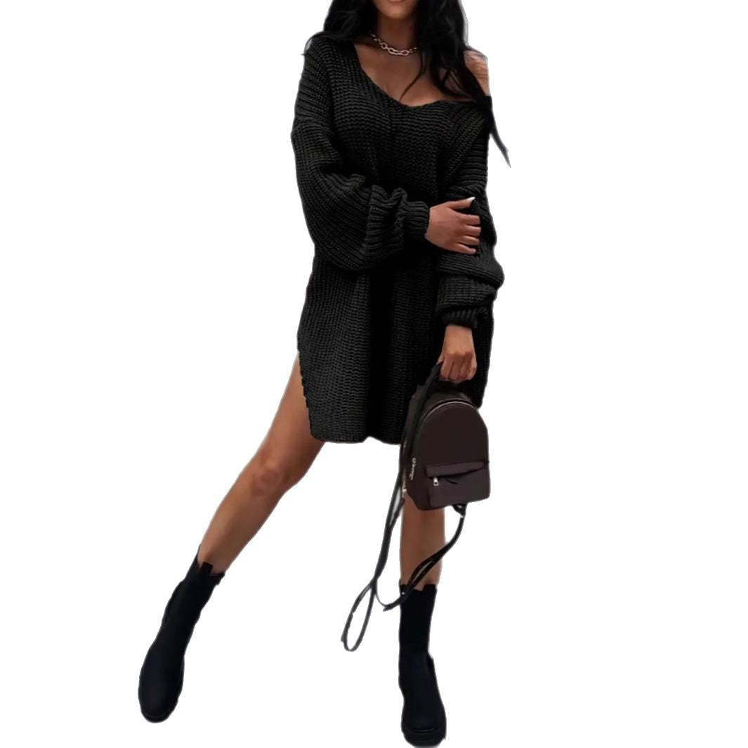 Damen Oversize Strickpullover mit offener Schulter EB