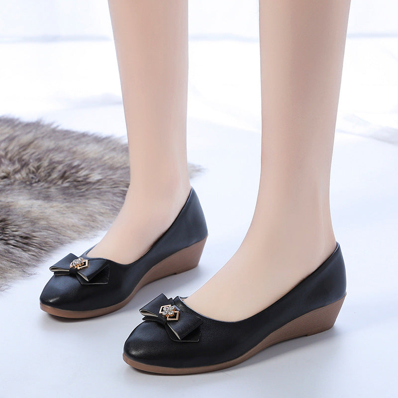 Damen Ballerinas mit dekorativem Schleifen-Design und komfortablem Wedge-Absatz EB