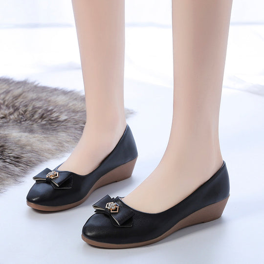 Damen Ballerinas mit dekorativem Schleifen-Design und komfortablem Wedge-Absatz EB
