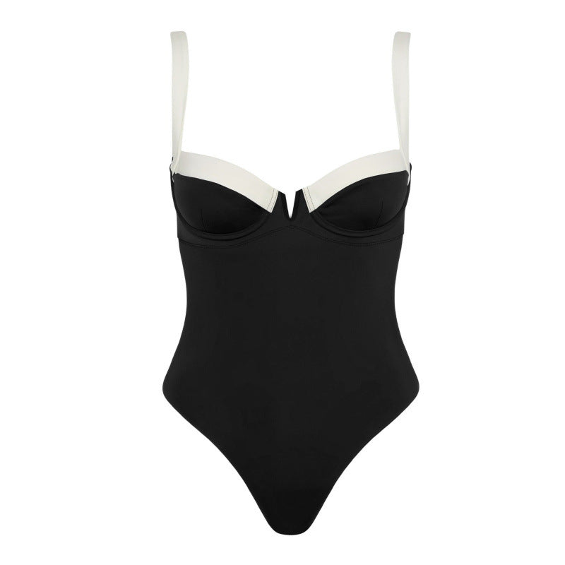 Damen Eleganter Badeanzug mit modischen Bändern EB