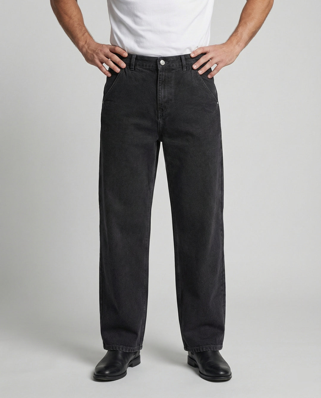 Retro Jeans Washed Schwarz Grau