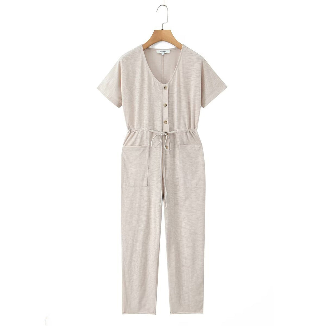 Damen Jumpsuit mit Taillenzug und praktischen Taschen EB