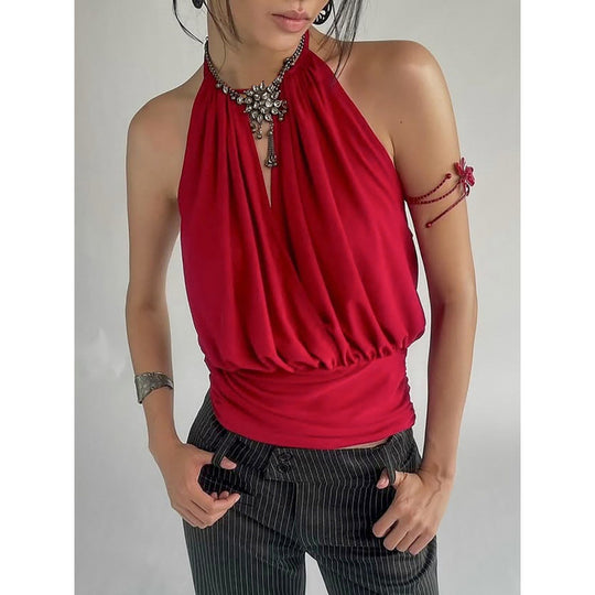 Damen Elegantes Spaghetti-Trägertop mit raffiniertem Faltenwurf EB