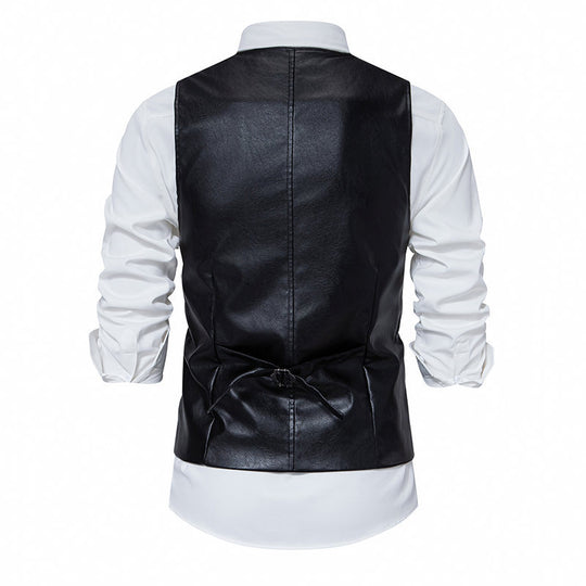 Herren elegante Kunstlederweste EB