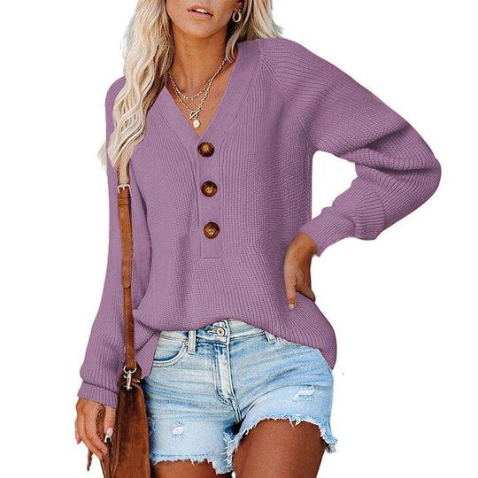 Damen Strickpullover mit Knopfdetails und lässigem Schnitt EB