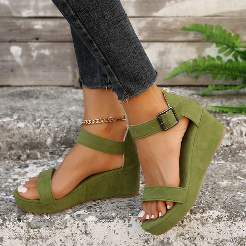 Damen Keil-Sandalen mit verstellbarem Riemen und rutschfester Sohle EB