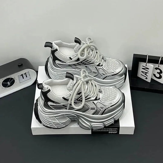 Damen Chunky Sneakers mit atmungsaktiver Netzstruktur und gepolsterter Sohle EB