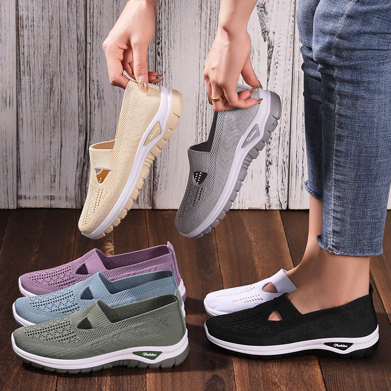 Damen Atmungsaktive Slip-On Freizeitschuhe mit elastischem Riemen EB