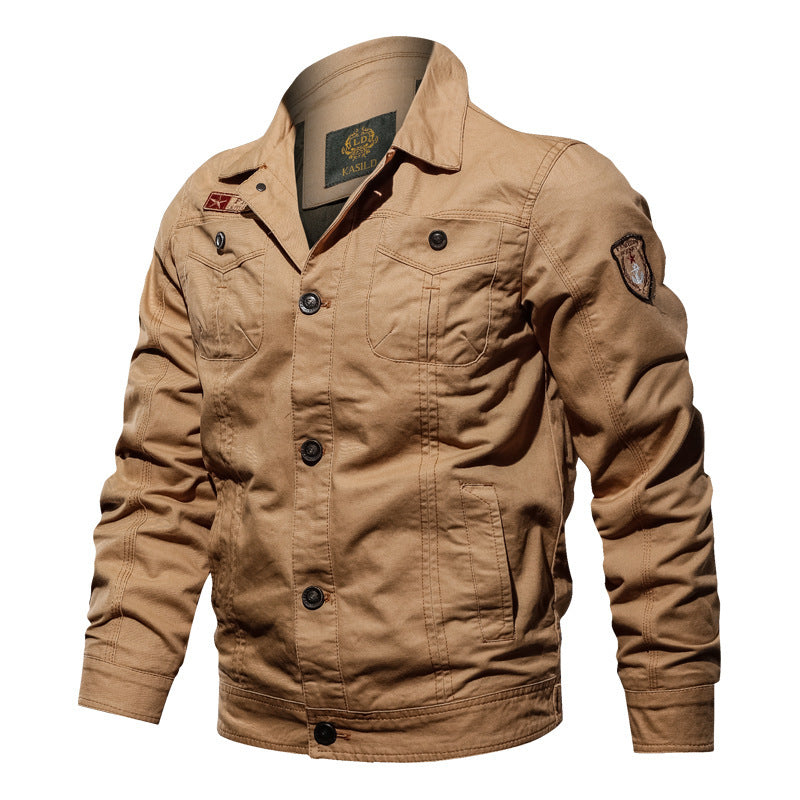 Herren Canvas Overshirt mit militärischer Optik Kontraststeppungen und Brustklappen EB