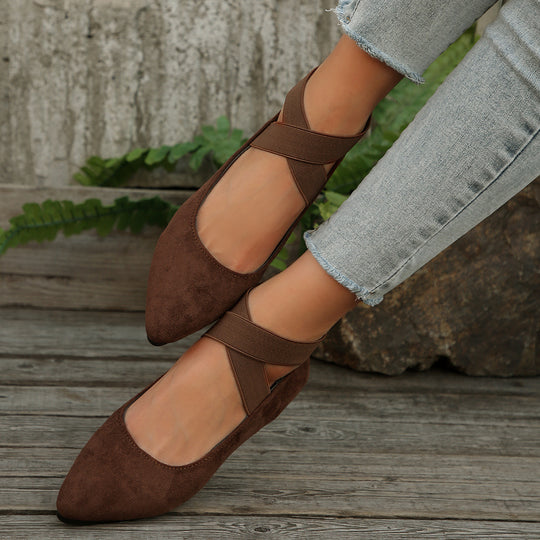 Damen Bequeme Ballerinas mit elastischem Riemchen und modischem Design EB