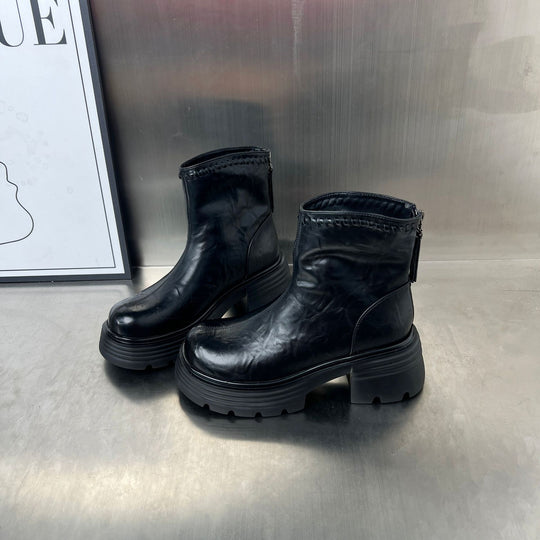 Damen trendige Stiefeletten mit robustem Profil und hochwertigem Leder EB