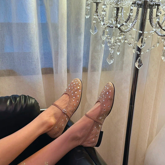 Damen Ballerinas mit funkelnden Strassdetails und komfortablem Fußbett EB