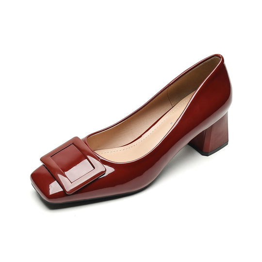 Damen elegante Blockabsatzpumps mit modernem Schnallenakzent EB