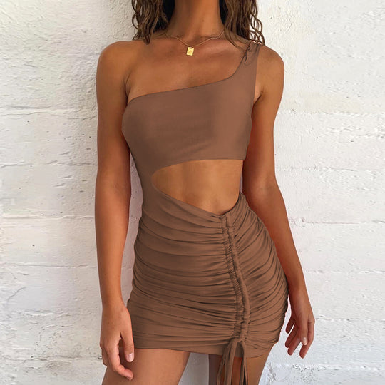 Damen Mini-Kleid mit asymmetrischem Schnitt und raffinierten Raffungselementen EB