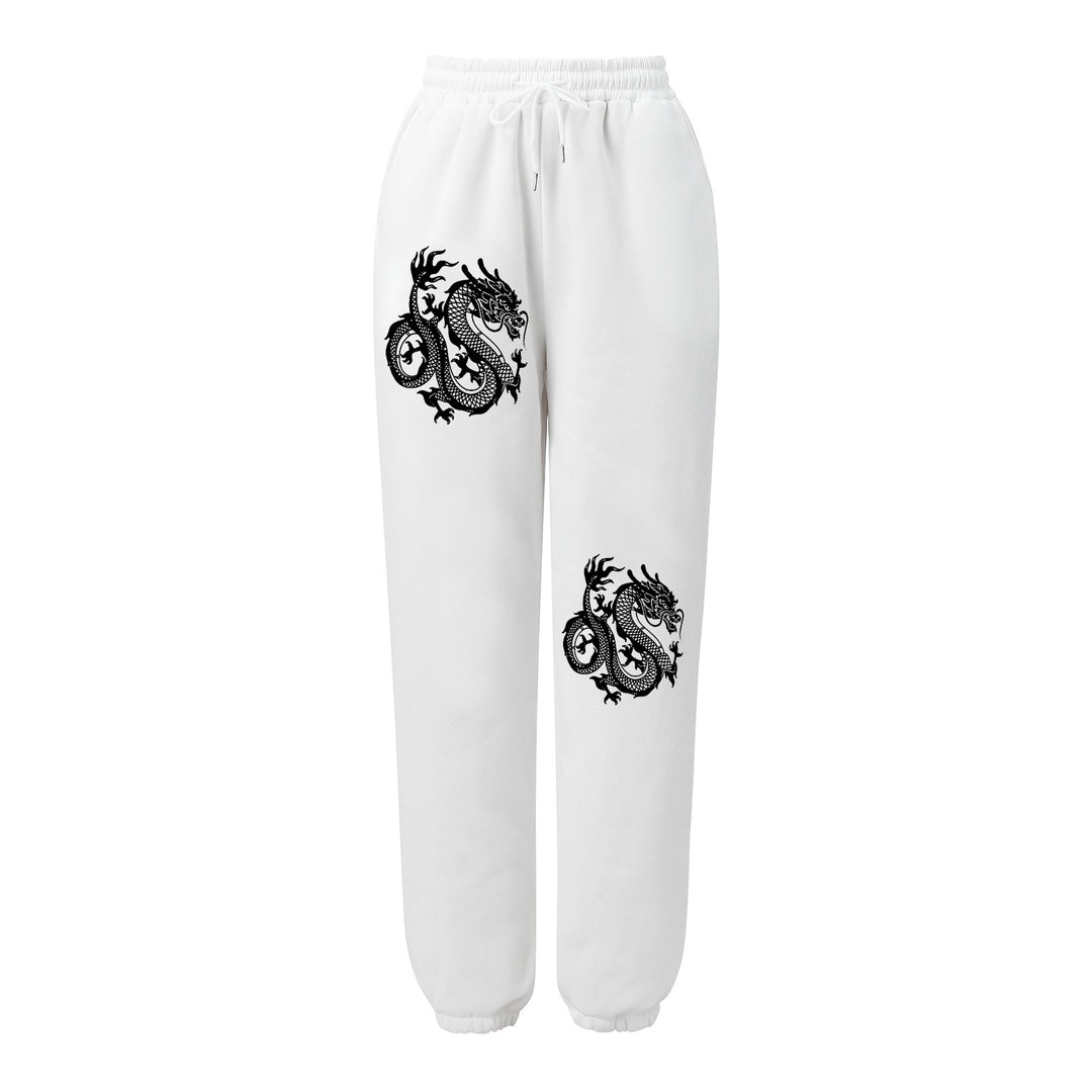 Damen nan weite Jogginghose hochgeschnitten mit seitlichem Statementprint und elastischem Bund EB