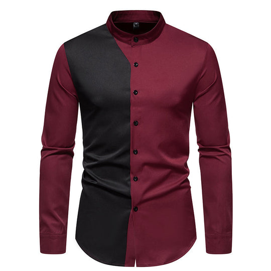 Herren Hemd mit asymmetrischem Farbmuster und modernem Kragen EB
