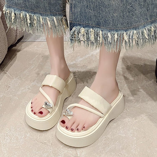 Damen Plateau-Sandalen mit funkelndem Schmuckdetail EB