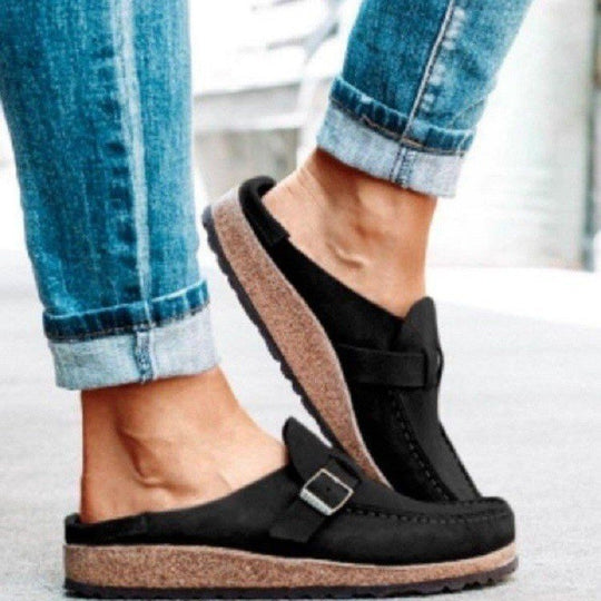 Damen Komfortable Clogs mit anatomischem Fußbett und modischem Schnallen-Design EB