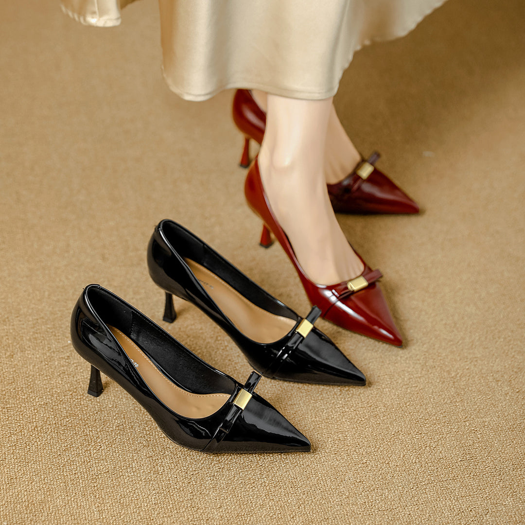 Damen elegante spitze Pumps mit modischem Riemen und komfortablem Absatz EB