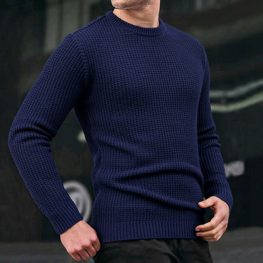 Herren lockerer Strickpullover mit Waffelmuster EB