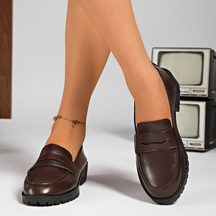 Damen Loafers aus hochwertigem Leder mit bequemer Laufsohle EB