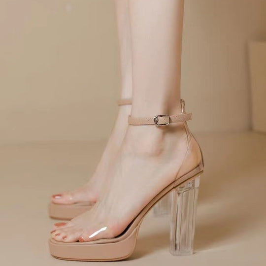 Damen Transparente High Heels mit klaren Absatz EB