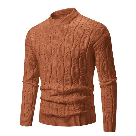 Herren Strickpullover mit modernem Zopfmuster und hohem Kragen EB