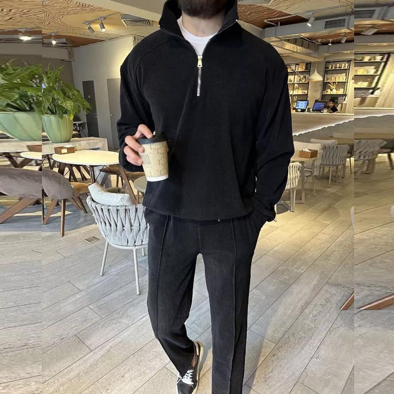 Herren Lounge-Set bestehend aus hochwertigem Pullover mit Reißverschluss und bequemen Jogginghosen EB