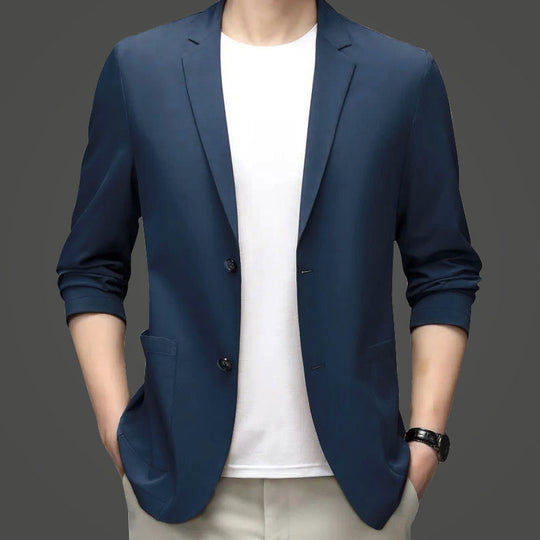 Herren legerer elastischer Sommerblazer mit dreiviertelärmeln und schlanker Passform EB
