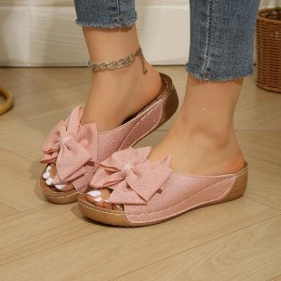 Damen Bequeme Slipper mit großem Schleifendetail EB