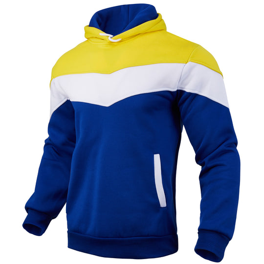 Herren nan Colorblock-Kapuzenpullover mit hohem Schalkragen, verdeckten Eingrifftaschen und gerippten Bündchen EB