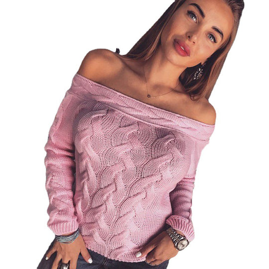Damen Strickpullover mit modernem Kabelmuster und schulterfreier Silhouette EB