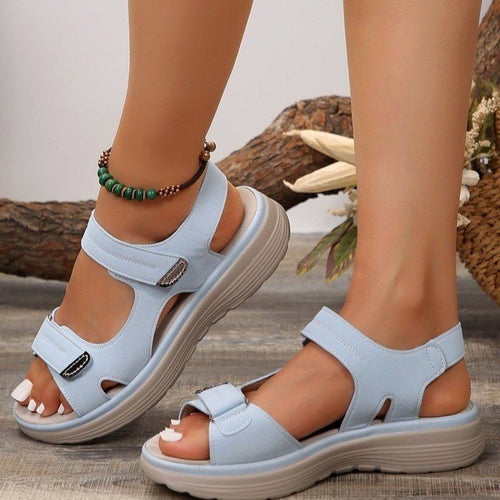 Damen bequeme Riemchen-Sandalen mit verstellbarem Klettverschluss EB