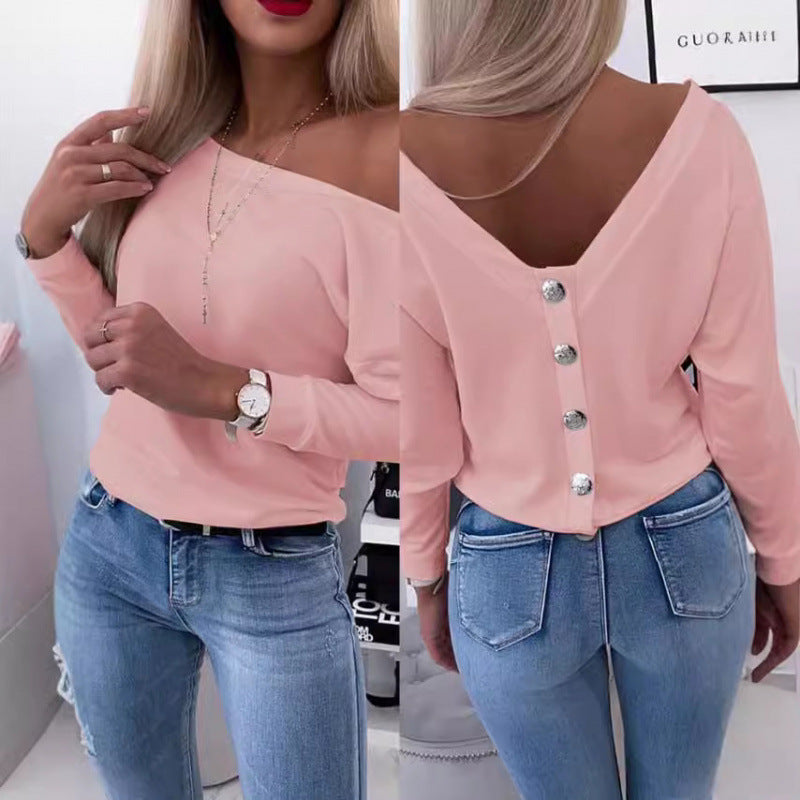 Damen Off-Shoulder Freizeit Pullover Top EB